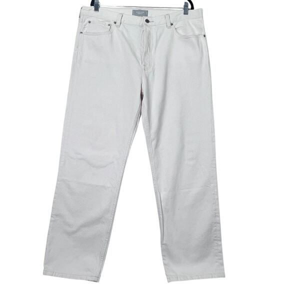 Everlane The Rigid Slouch Jeans Womens 32 Cream Button Fly Straight Leg Denim - Picture 2 of 12